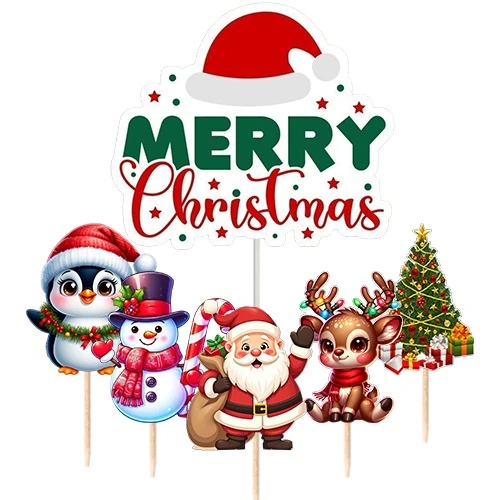 Yılbaşı Pasta Süsü ve Kürdan Seti 10'lu