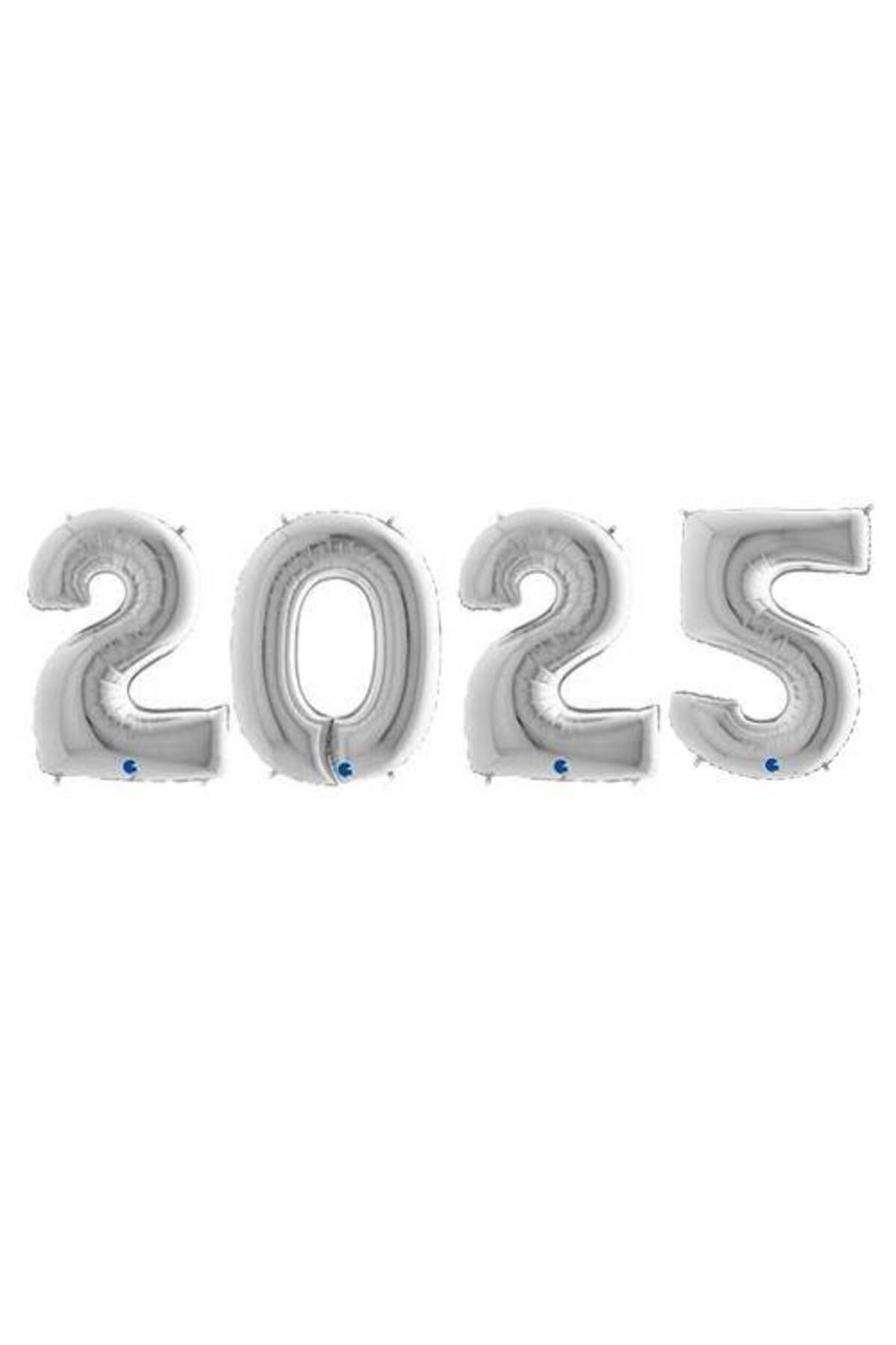 Gümüş 2025 Folyo Balon Set