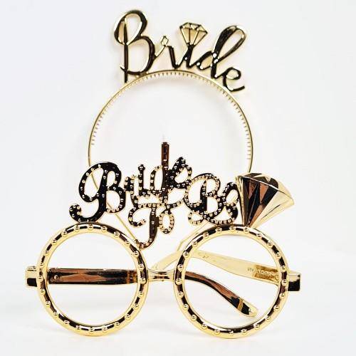 Bride To Be Plastik Gözlük Taç Set Gold 1 Adet