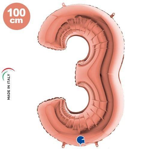 3 Rakam Folyo Balon Rose Gold (100x70 cm)