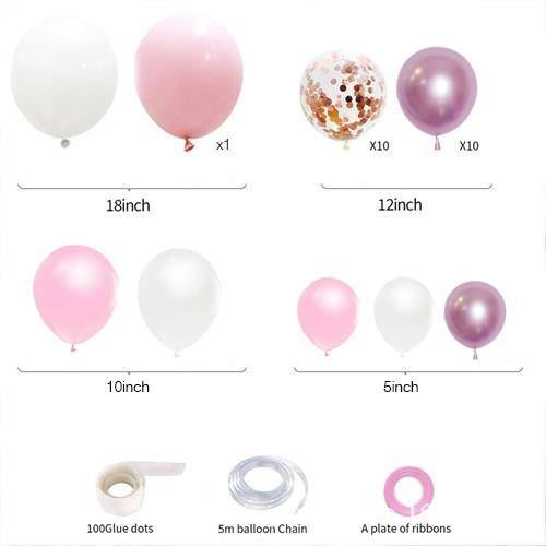 Pembe - Beyaz Doğum Günü Balon Dekorasyon Seti