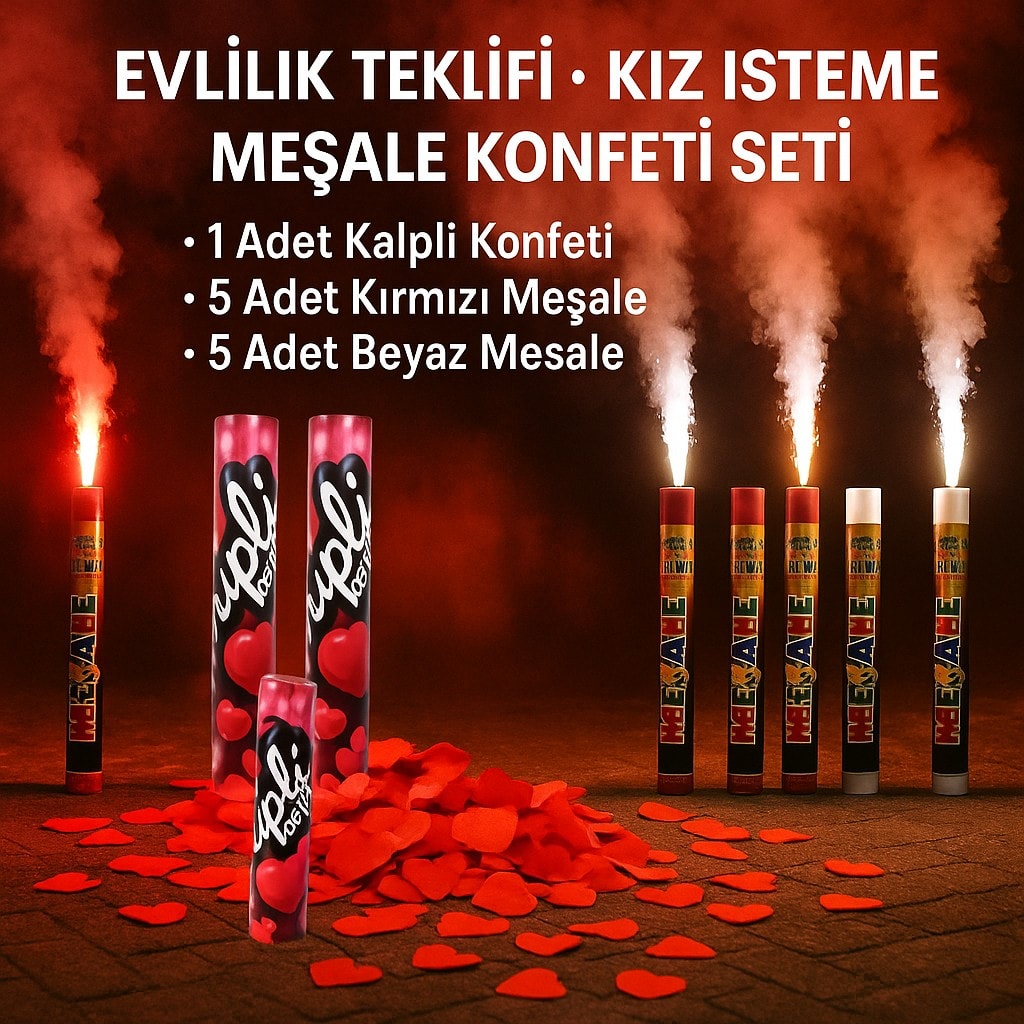 Evlilik Teklifi - Kız İsteme Meşale Konfeti Seti