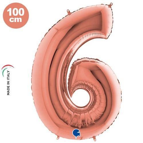 6 Rakam Folyo Balon Rose Gold (100x70 cm)