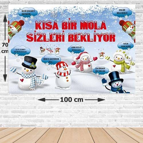 Kısa Bir Mola Karne Tatil Afişi 70*100 cm - Kardan Adam Temalı