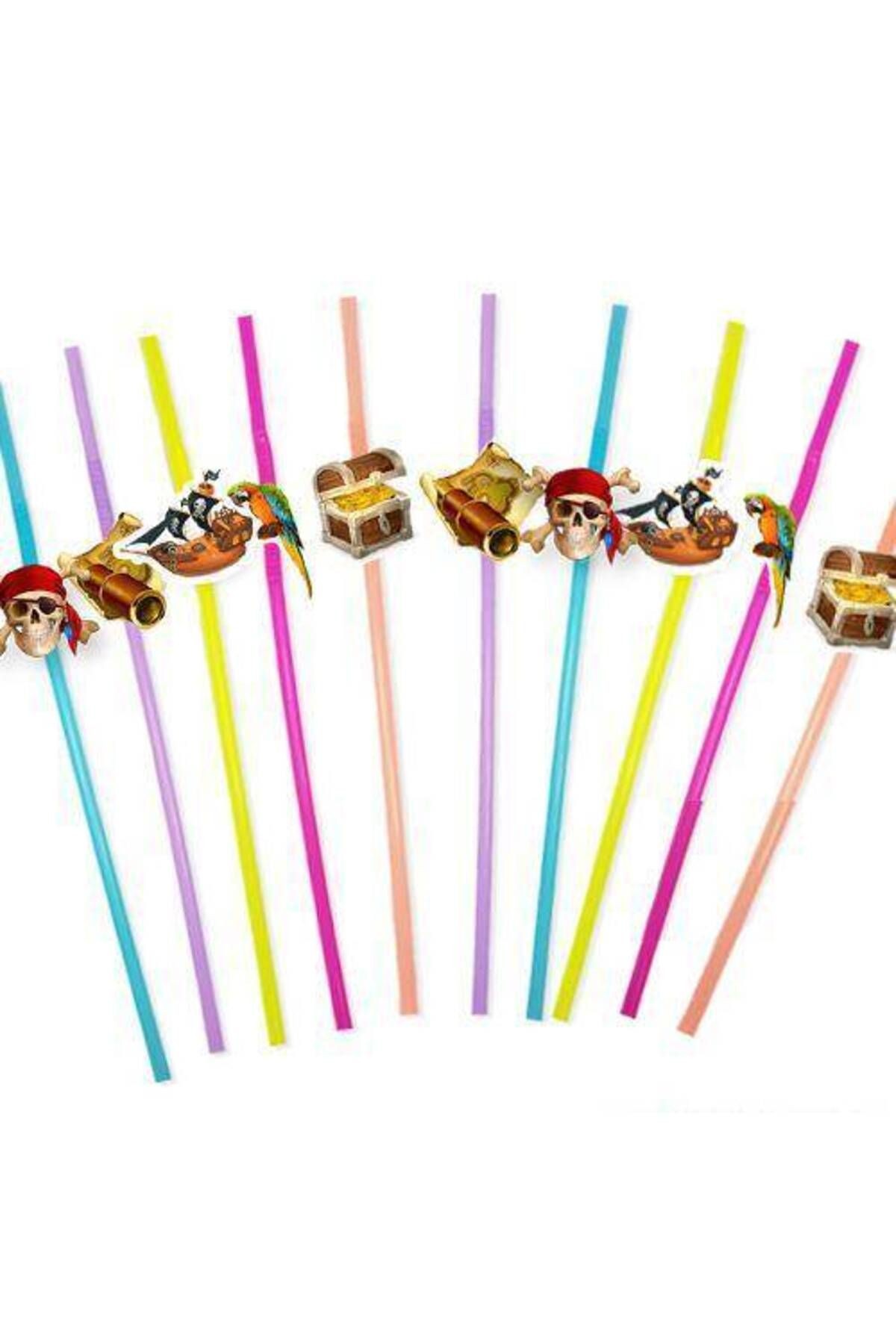Korsan Temalı Artistik Pipet 10 Adet