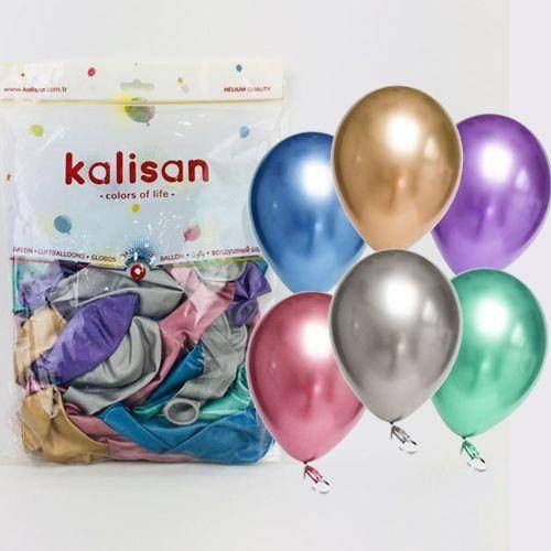 Karışık Renkli Krom Balon 50 Adet (30 cm)