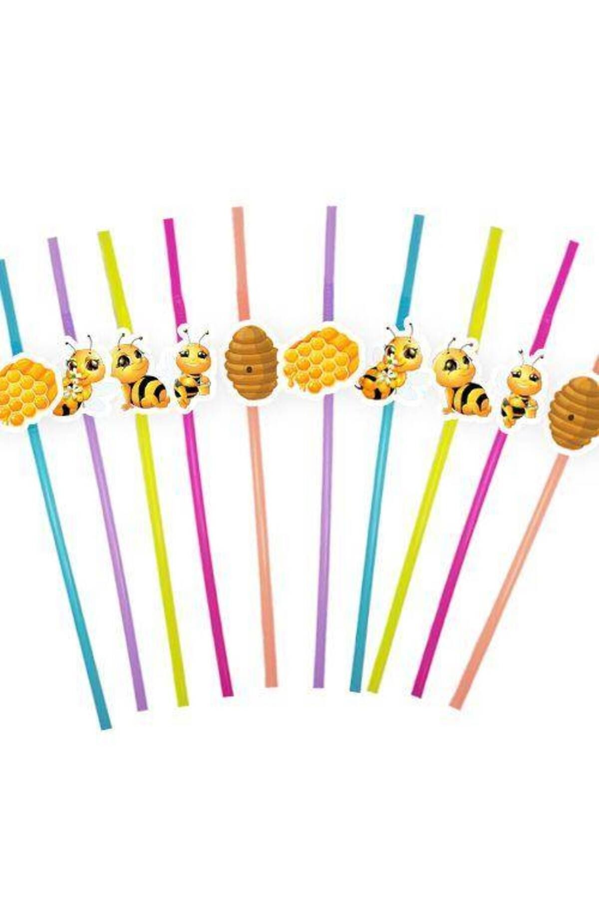 Arı Temalı Artistik Pipet 10 Adet