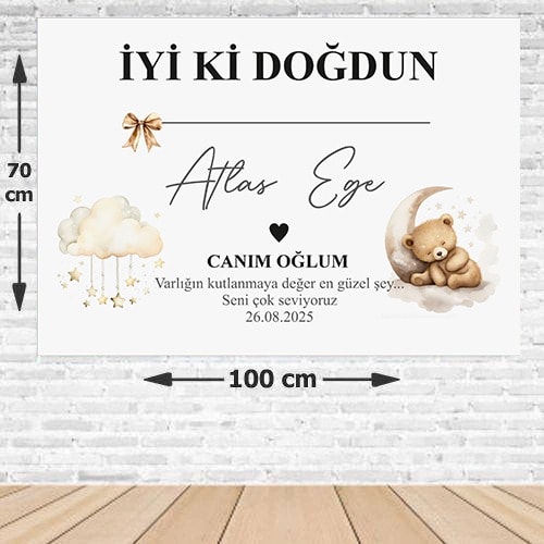 Retro Ayıcıklı Doğum Günü Parti Afişi 