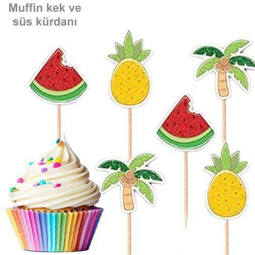 Tropikal Meyveli 9'lu Şekilli Simli Kürdan