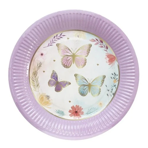 Kelebek Temalı 8'li Karton Tabak 