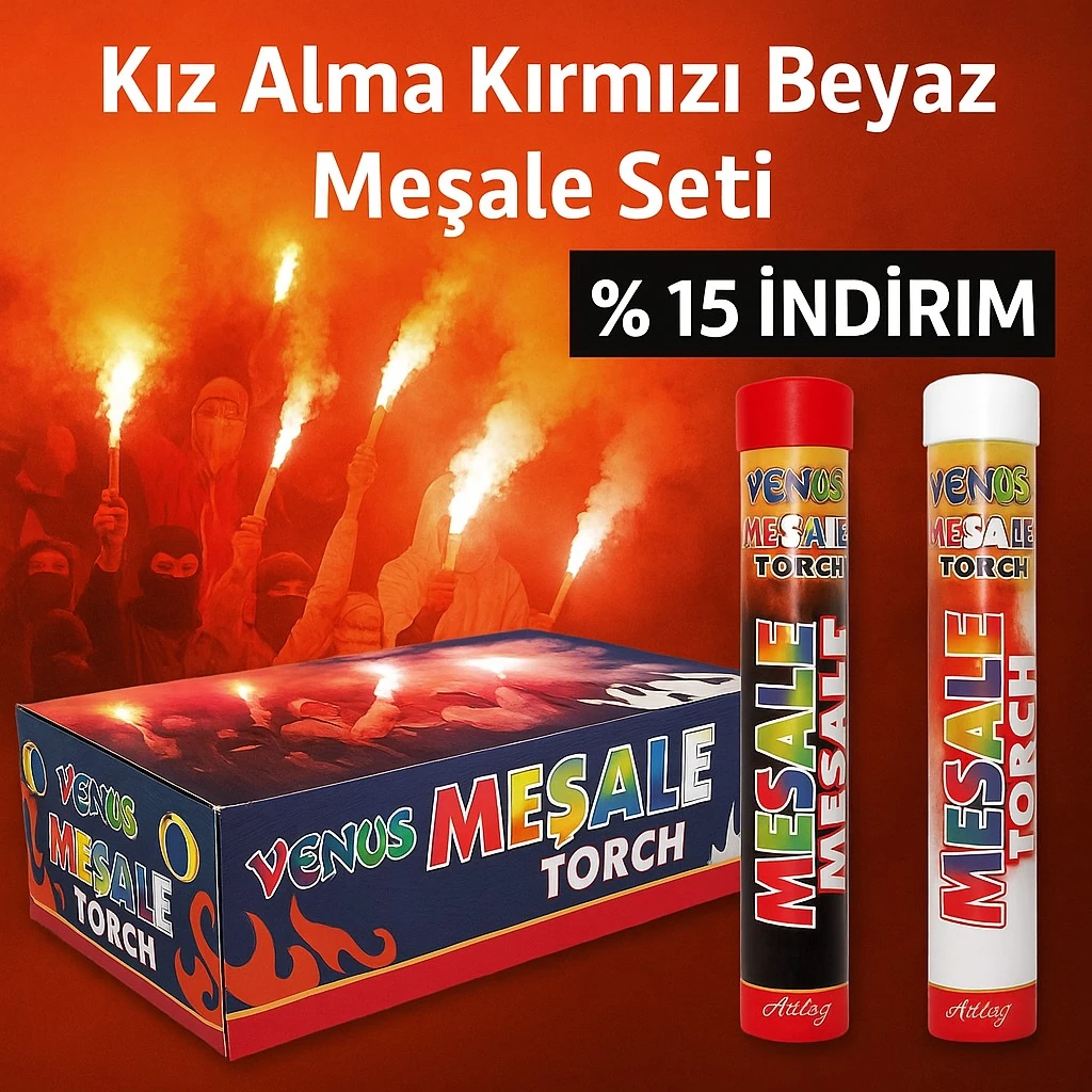 Kız Alma Kırmızı Beyaz Meşale Seti (10 Kırmızı- 10 Beyaz)