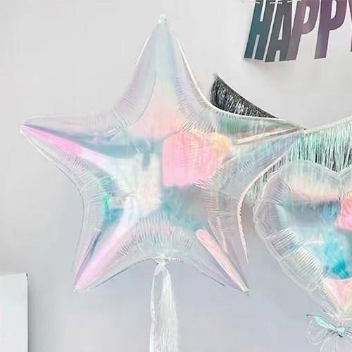 Şeffaf Renkli Yıldız Folyo Balon 80x75 cm