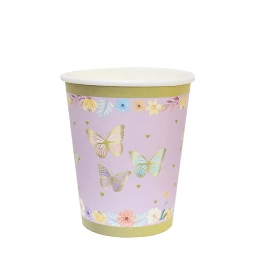Kelebek Temalı 8'li Karton Bardak