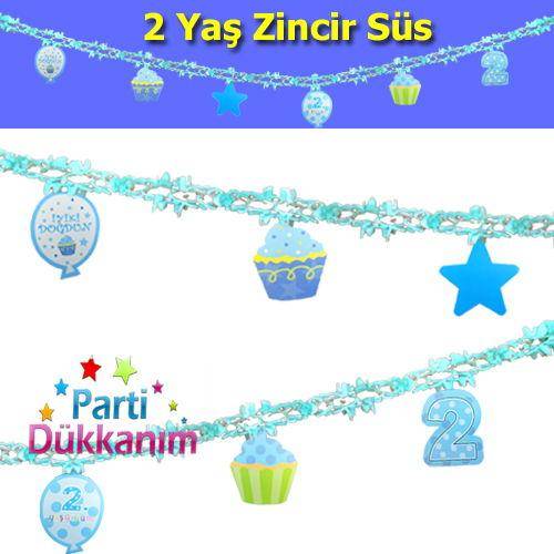 2 Yaş Zincir Süs Mavi (3 m)