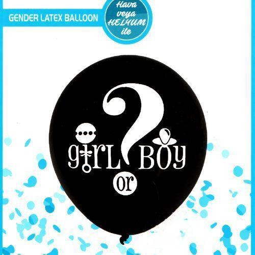Cinsiyet Balonu Siyah Pembe Konfetili 91 cm