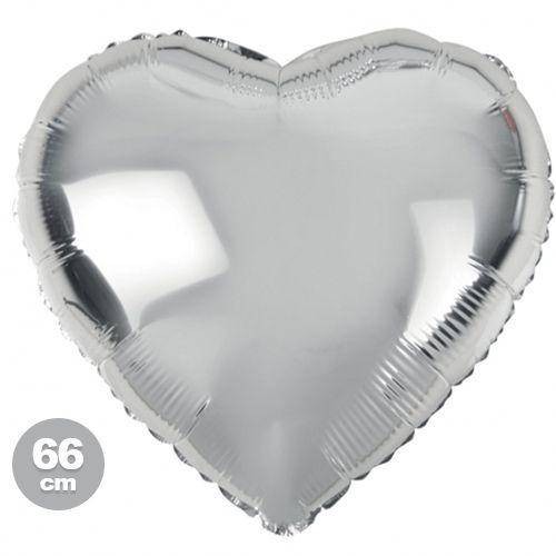 Gümüş Kalp Folyo Balon 66 cm