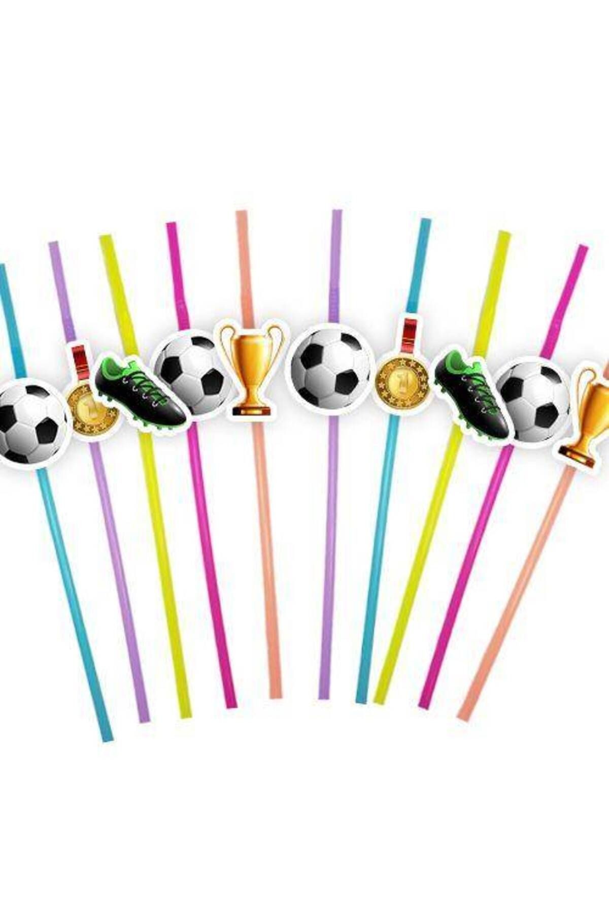 Futbol Temalı Artistik Pipet 10 Adet