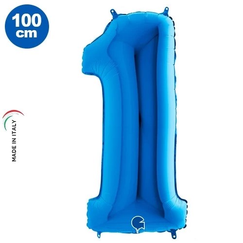 Mavi 100 cm 1 Rakam Folyo Balon