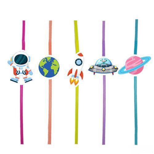 Uzay Temalı Artistik Pipet 10 Adet