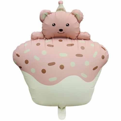 Ayıcıklı Muffin Kek Folyo Balon Pembe 51*54 cm