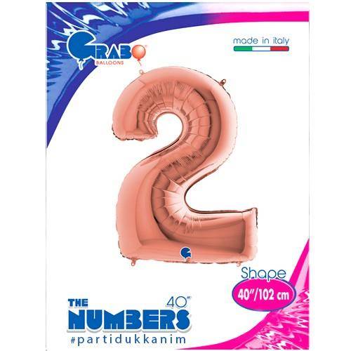 2 Rakam Folyo Balon Rose Gold (100x70 cm)
