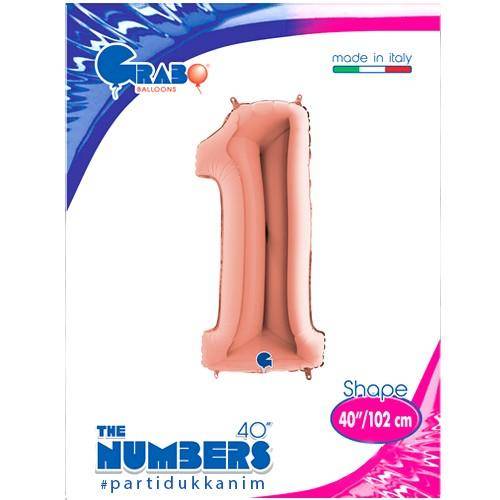 1 Rakam Folyo Balon Rose Gold (100x35 cm)