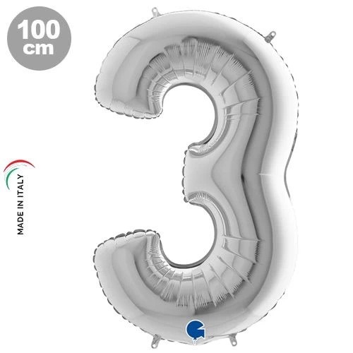 Gümüş 100 cm 3 Rakam Folyo Balon