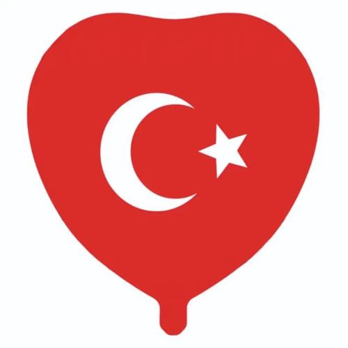 Türk Bayraklı Kalp Folyo Balon