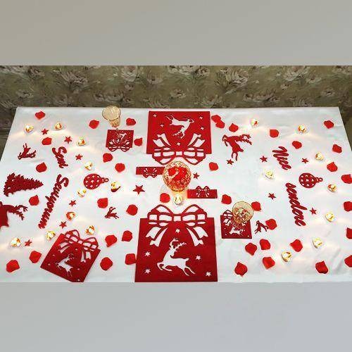 2024 Sevgiliye Sürpriz Yılbaşı Romantik Masa Hazırlama Seti Keçeden