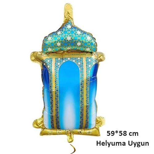 Ramazan Mavi Kandil Figürlü Folyo Balon 45 cm