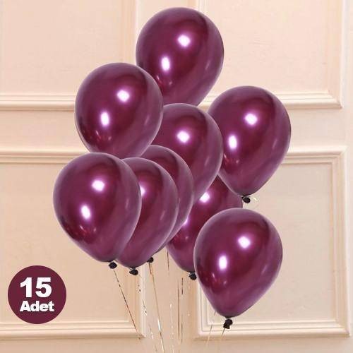 Bordo Balon Metalik 15 Adet