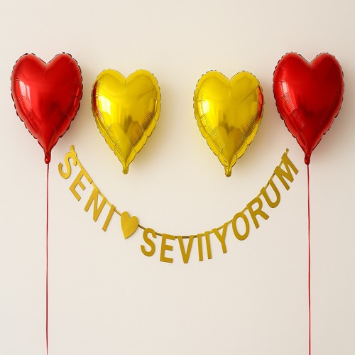 Romantik Balon Seti ve Seni Seviyorum Yazısı