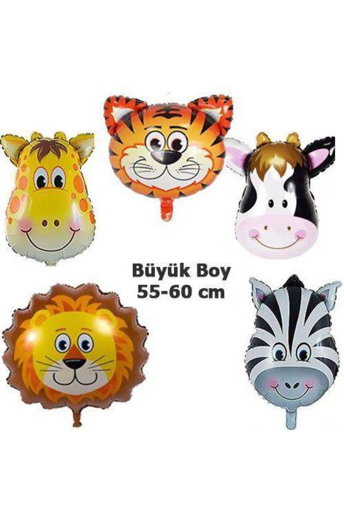 Safari Sevimli Hayvanlar Folyo Balon Seti (55-60 Cm) 5 Adet