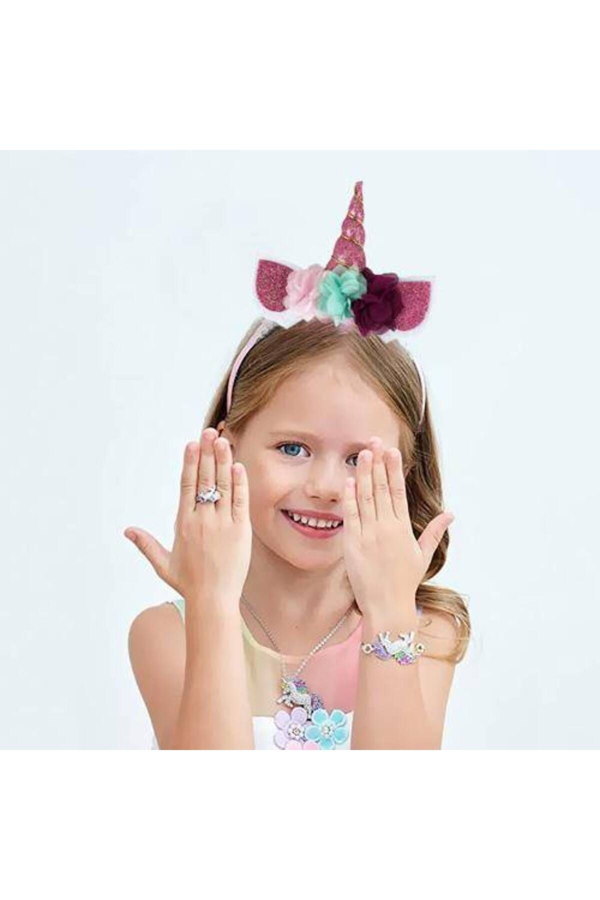 Unicorn Taç Simli Eva Pembe