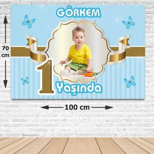 1 Yaş Gold Kişiye Özel Doğum Günü Parti Afişi 70*100 cm