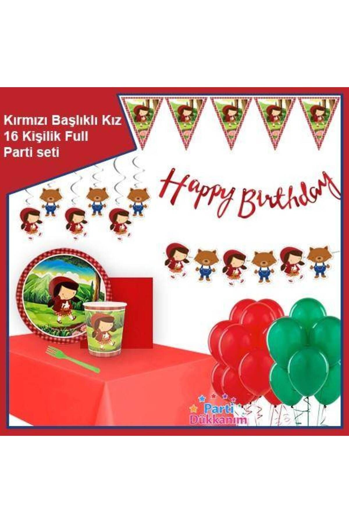 Kırmızı Başlıklı Kız 16 Kişilik Parti Seti