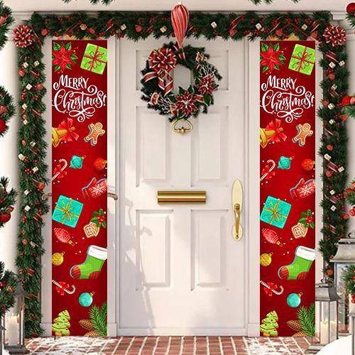 Yılbaşı Merry Christmas Kapı Asma Afiş 2'li 160x30 cm