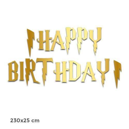 Harry Potter Happy Birthday Yazısı Metalik Gold 230x25 cm