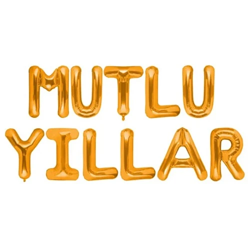 Gold Mutlu Yıllar Folyo Balon Seti