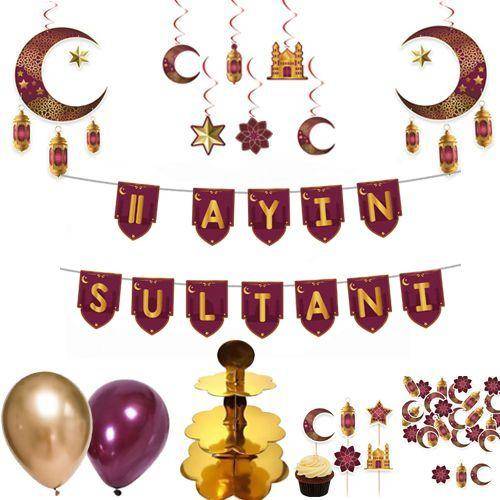 11 Ayın Sultanı Bordo Dekor Seti 8 Parça