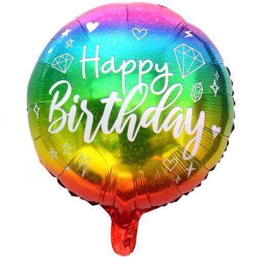 Happy Birthday Folyo Balon Gökkuşağı Renkli 45 cm