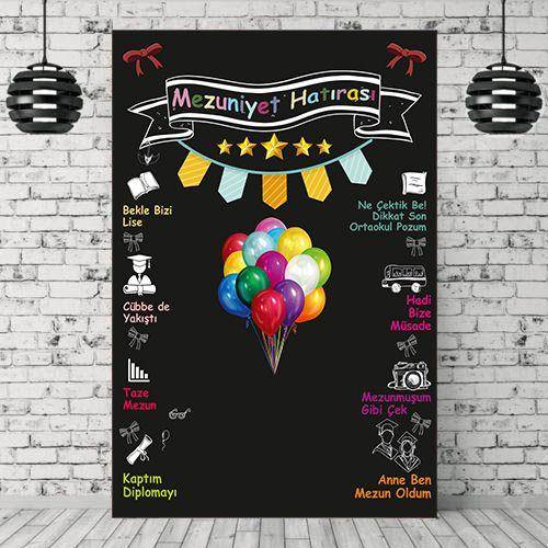 Ortaokul Mezuniyet Hatıra Balonlu Afişi 100*150 cm