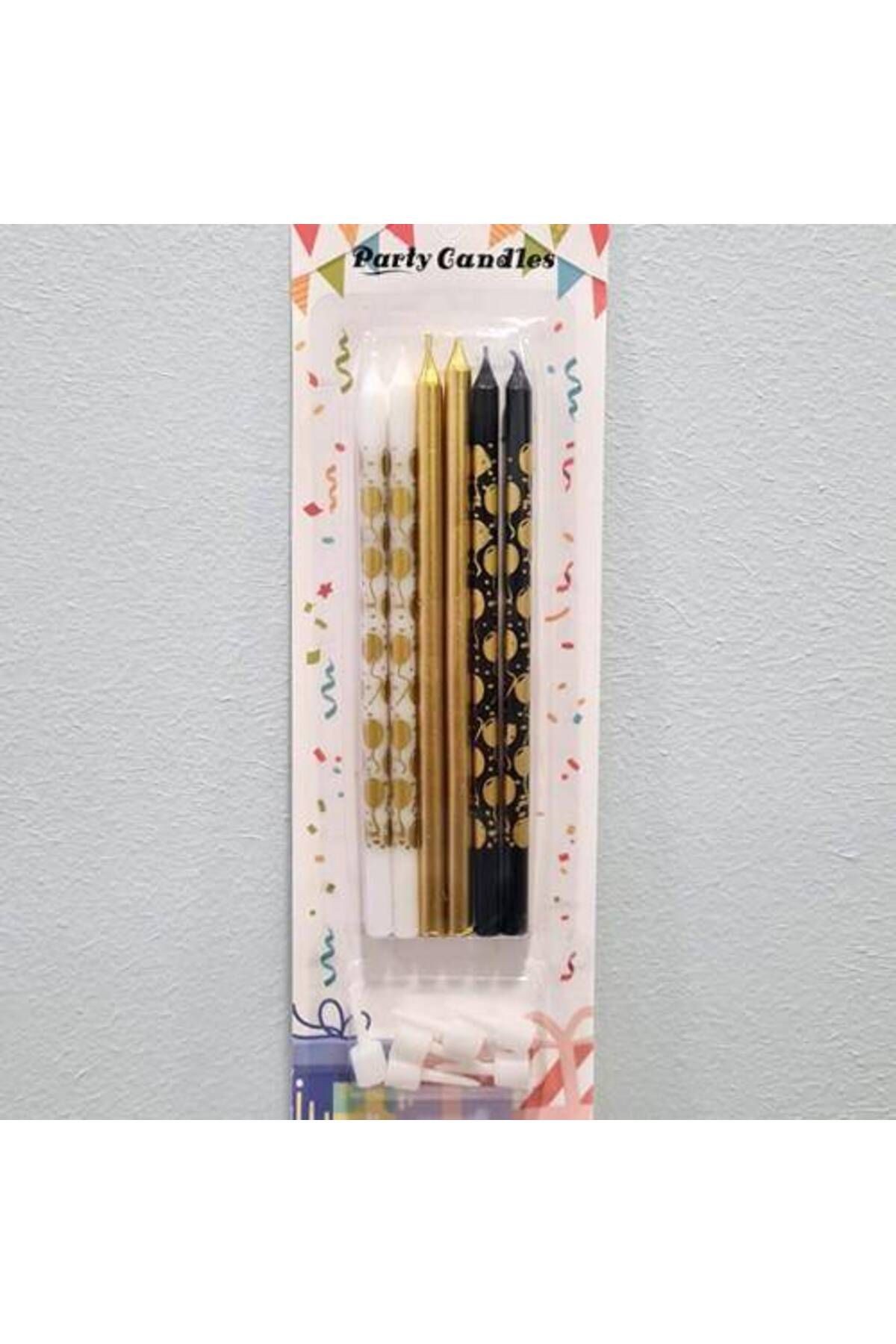 Siyah Beyaz Gold Pasta Mumu Balon Desenli 6 Adet