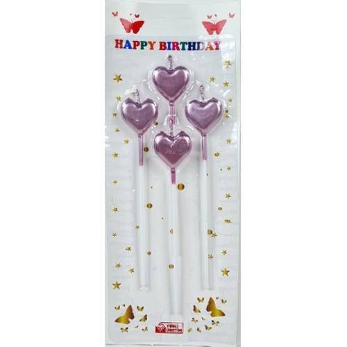 Kalpli Metalik Rose Pembe Çubuklu Mum 4 Adet