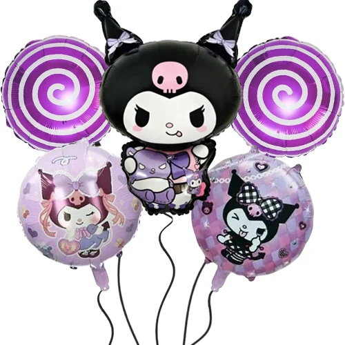 Kuromi Spiral Şeker Folyo Balon Seti 5'li