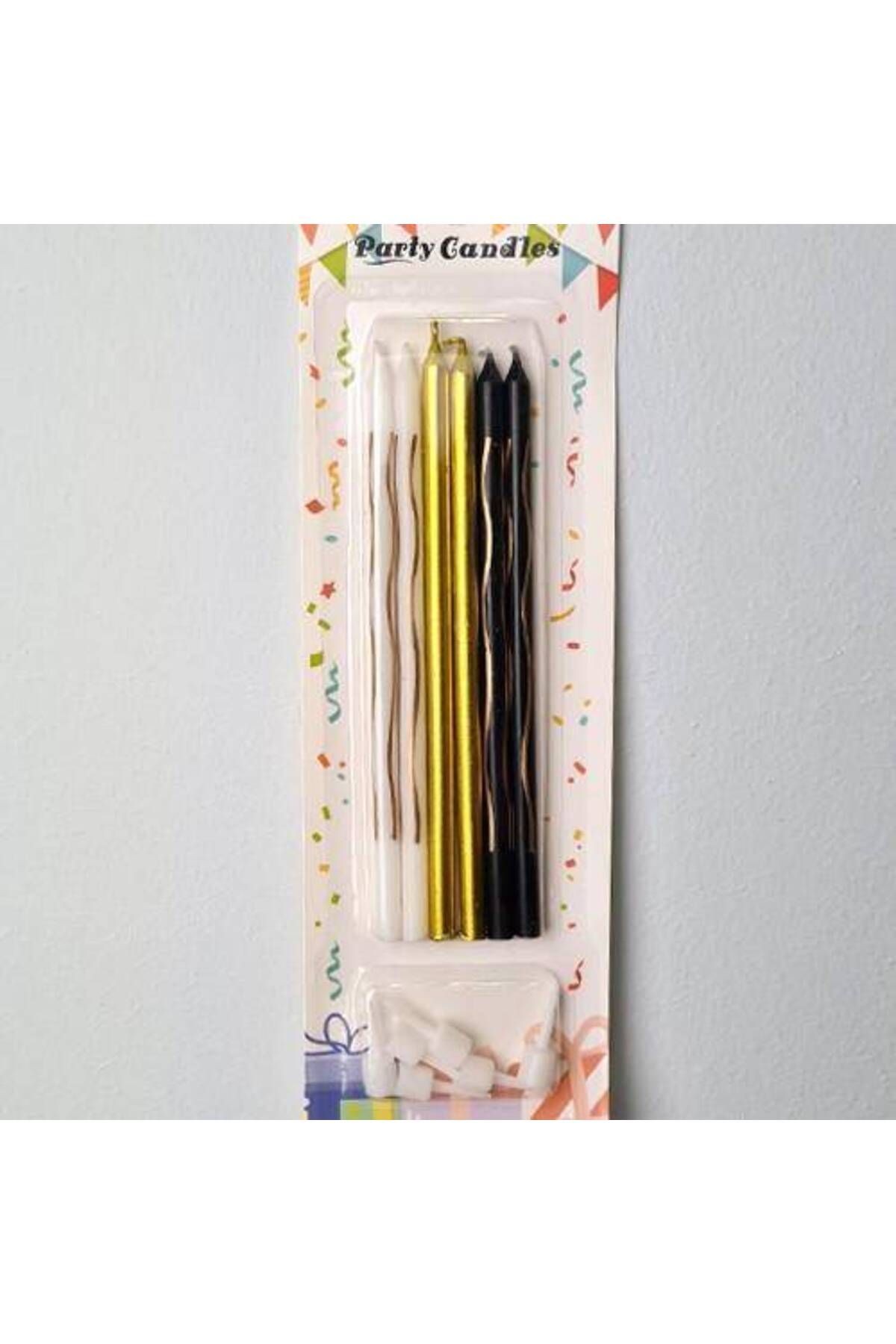 Siyah Beyaz Gold Pasta Mumu Dalga Desenli 6 Adet