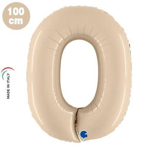 0 Rakam Folyo Balon Satin Krem (100x70 cm)