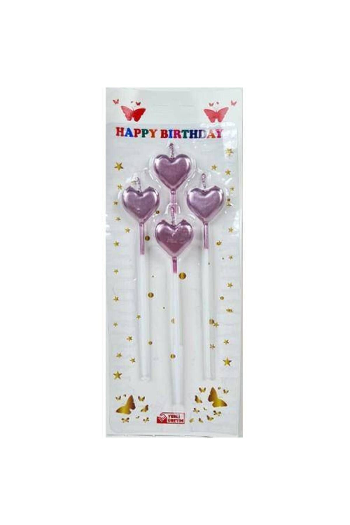 Kalpli Metalik Rose Pembe Çubuklu Mum 4 Adet