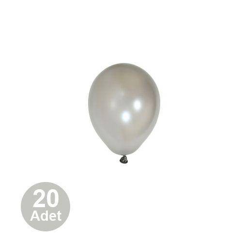 5 İnch Mini Gümüş Metalik Balon 20 Adet