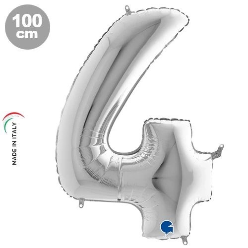 Gümüş 100 cm 4 Rakam Folyo Balon